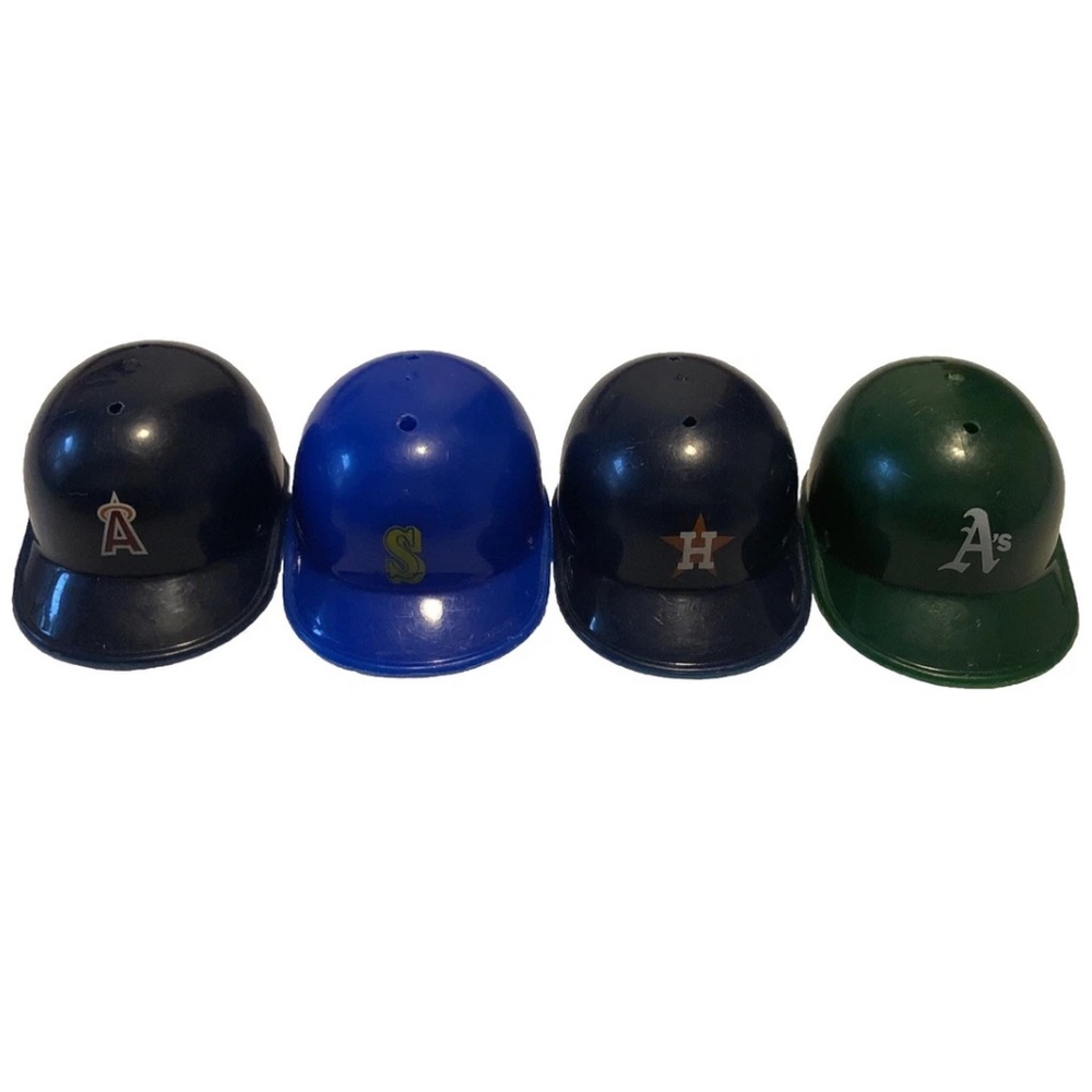 Set Of 4 vintage Plastic Laich MLB Mini collectible Baseball Hats AL West